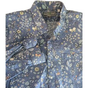 Paisley and Gray Shirt Mens XL Blue Floral Print Slim Fit